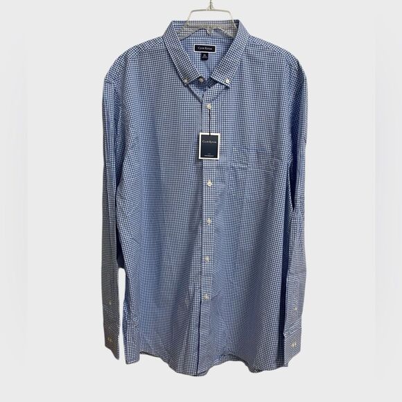 Club Room Other - NWT Club Room Performance Button Down Shirt Men's Sz 3XL Blue White Check Preppy